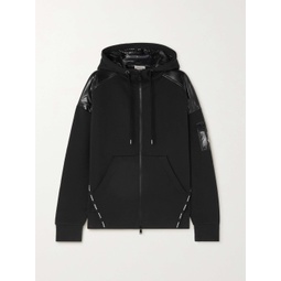 MONCLER Glossed-shell trimmed cotton-jersey hoodie