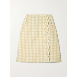 LISA MARIE FERNANDEZ Scalloped checked cotton-blend boucle-jacquard skirt