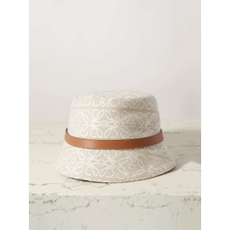 LOEWE Leather-trimmed embroidered cotton-blend bucket hat