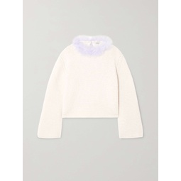 LOEWE Open-back feather-trimmed cashmere sweater