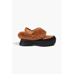 Trace faux fur, faux leather and rubber slingback clogs