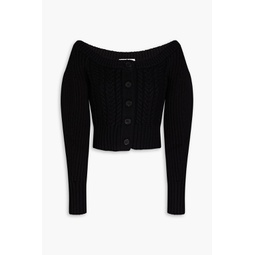 Cropped cable-knit wool and cashmere-blend cardigan