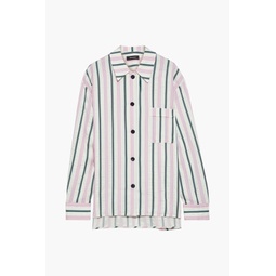 Venice oversized striped crinkled cotton-blend shirt