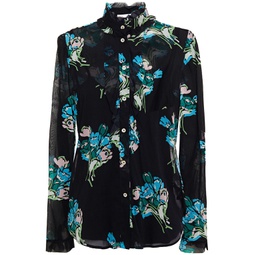 Floral-print silk-blend chiffon blouse