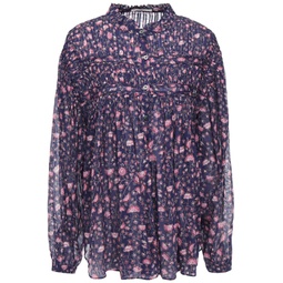 Lalia oversized gathered floral-print cotton-voile top