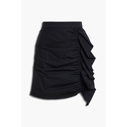 Ruffled twill mini skirt