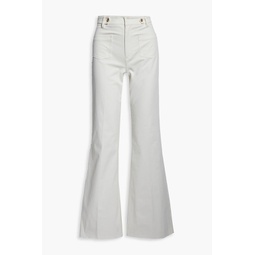 Cotton-blend twill flared pants