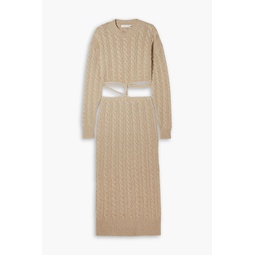 Cutout cable-knit wool and cashmere-blend dress