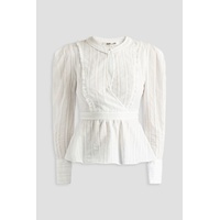 Erin ruffle-trimmed cotton-jacquard peplum blouse