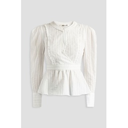 Erin ruffle-trimmed cotton-jacquard peplum blouse