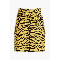 Tiger-print crepe mini skirt
