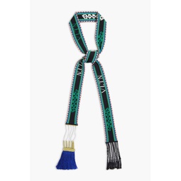 Embellished jacquard-knit scarf
