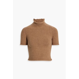 Cropped wool-blend turtleneck top