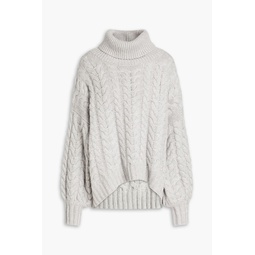 Oversized cable-knit cashmere turtleneck sweater