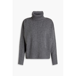 Bead-embellished melange cashmere turtleneck sweater