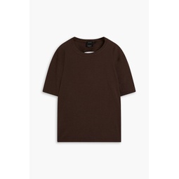 Cutout cotton-blend jersey T-shirt
