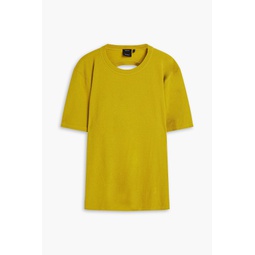 Cutout slub cotton-blend jersey T-shirt