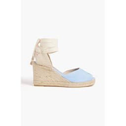 Embroidered canvas espadrille wedge sandals