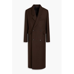 Double-breasted wool-blend twill overcoat