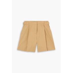 Pleated cotton-gabardine shorts