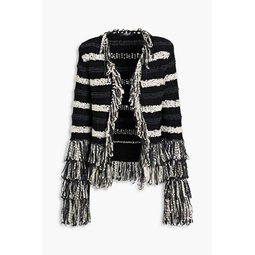 Fringed silk, wool and cashmere-blend cardigan