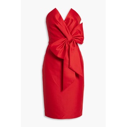 Strapless bow-embellished faille dress