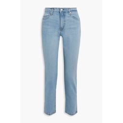 Kennedy cropped embroidered high-rise straight-leg jeans