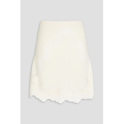 Guipure lace-trimmed ribbed wool mini skirt