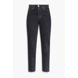 Frayed high-rise skinny jeans