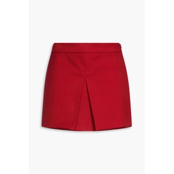 Skirt-effect pleated twill shorts