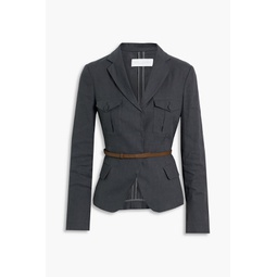 Belted linen-blend twill jacket