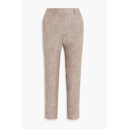 Cropped bead-embellished woven tapered pants