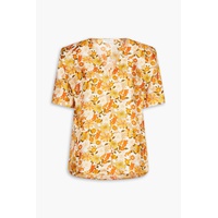 Floral-print silk-twill blouse