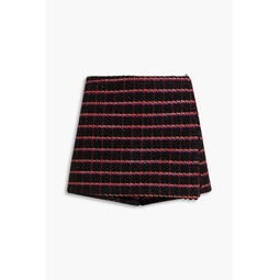 Skirt-effect metallic cotton-blend tweed shorts