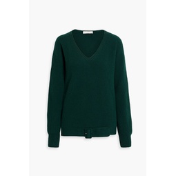 Ribbed merino wool, silk and cashmere-blend sweater