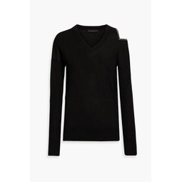 Cutout bead-embellished cashmere and silk-blend sweater