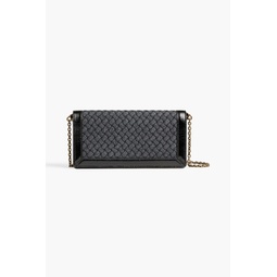 Leather-trimmed intrecciato woven wallet