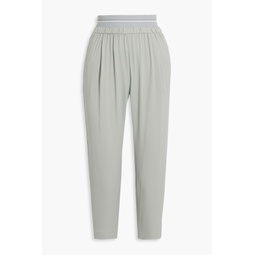 Cropped pleated crepe tapered pants