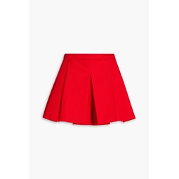 Pleated cotton-blend shorts