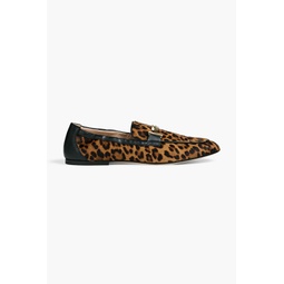 Double T leopard-print calf hair loafers