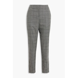 Embellished checked merino wool-blend tapered pants