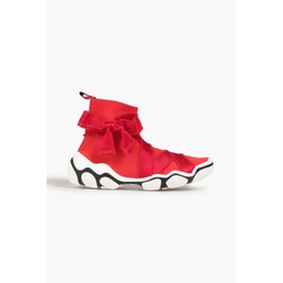 Glam Run satin-trimmed stretch-knit high-top sneakers