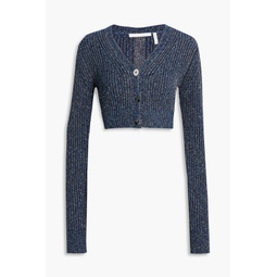 Cropped Donegal cotton-blend cardigan