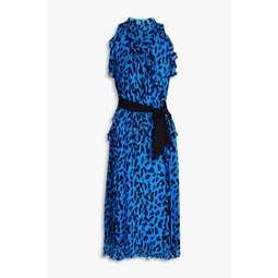 Trudy ruffled leopard-print georgette midi dress