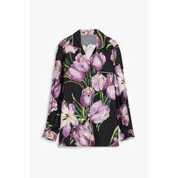Floral-print silk-twill shirt