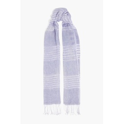 Striped linen-gauze scarf