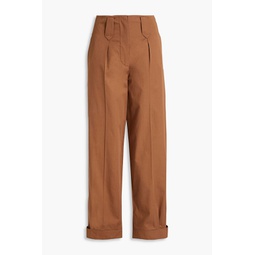 Pleated cotton-twill tapered pants