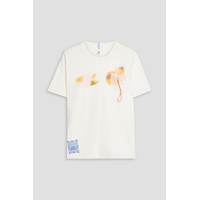 Appliqued printed cotton-blend jersey T-shirt