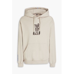 Embroidered printed French cotton-terry hoodie