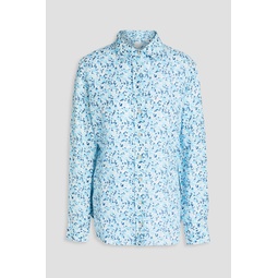 Floral-print linen shirt